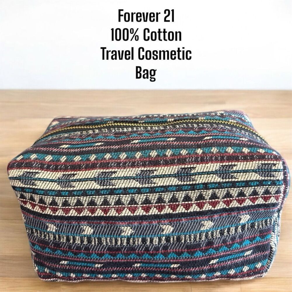 Forever 21 Women's Bohemian Print Cotton Cosmetics Travel Clutch Bag Multicolor
